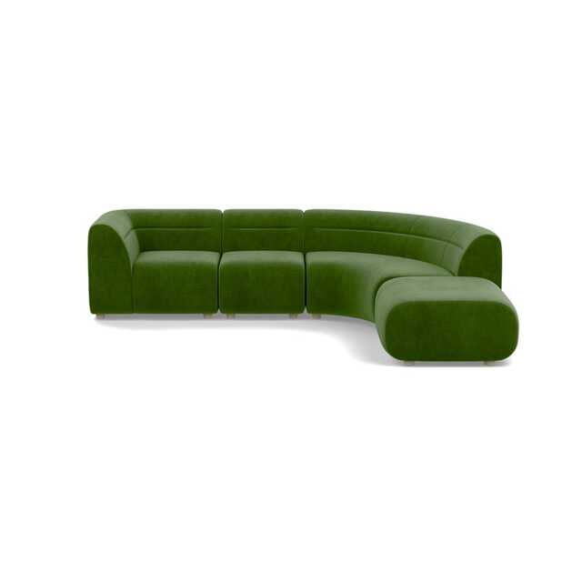 Heal's Lilli Right Hand Facing Curved Corner Sofa Smart Luxe Velvet Grass Natural Beech Feet - image 1