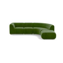 Heal's Lilli Right Hand Facing Curved Corner Sofa Smart Luxe Velvet Grass Natural Beech Feet - thumbnail 1