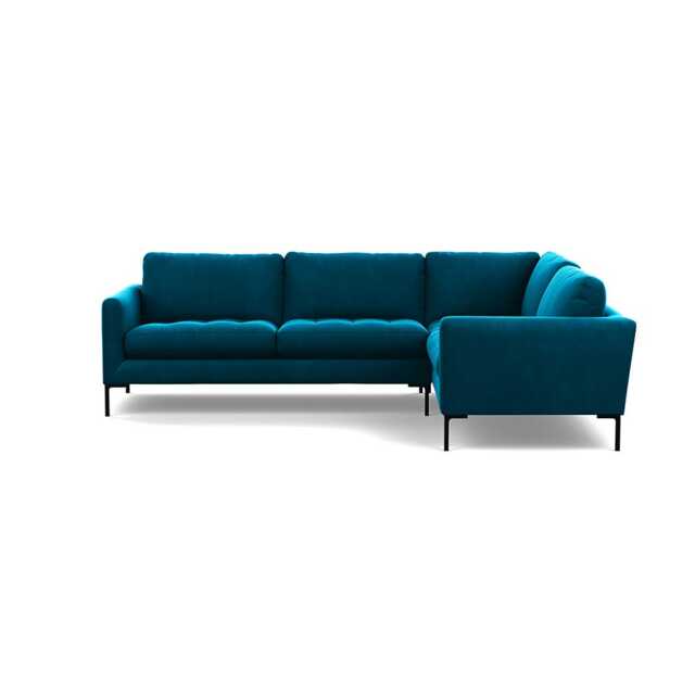 Heal's Eton Right Hand Facing Corner Sofa Velvet Teal Black Feet
