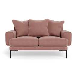 Heal's Torrington 2 Seater Sofa Smart Luxe Velvet Dusky Pink Black Feet