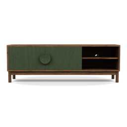 Heal's Tinta AV Unit Walnut Frame Green Stain Doors