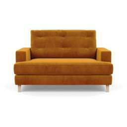 Heal's Mistral Loveseat Smart Luxe Velvet Cognac Natural Feet