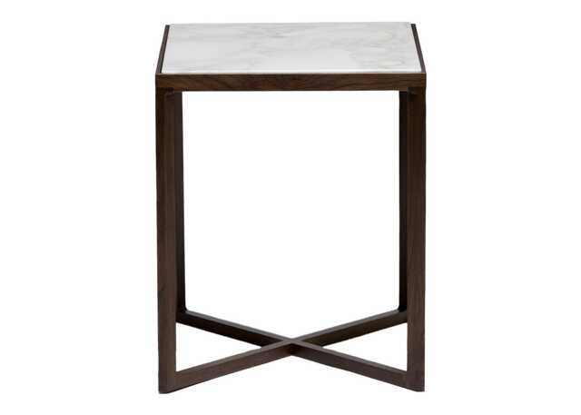 Knoll Krusin Side Table in Arabescato and Walnut Stained Oak