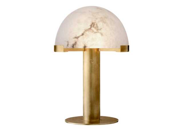 Visual Comfort Melange Desk Lamp Antique-Burnished Brass & Alabaster Shade