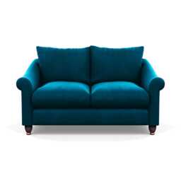 Heal's Devon 2 Seater Sofa Velvet Teal Walnut Stained Feet