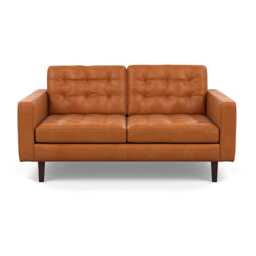 Heal's Hepburn 2 Seater Daino Leather Treacle Black Feet