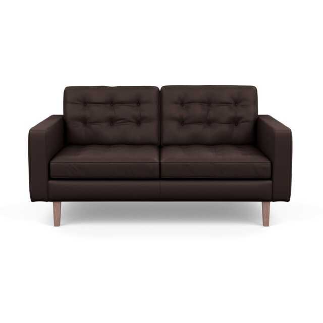 Heal's Hepburn 2 Seater Sofa Leather Grain Chocolate 068 Walnut Feet