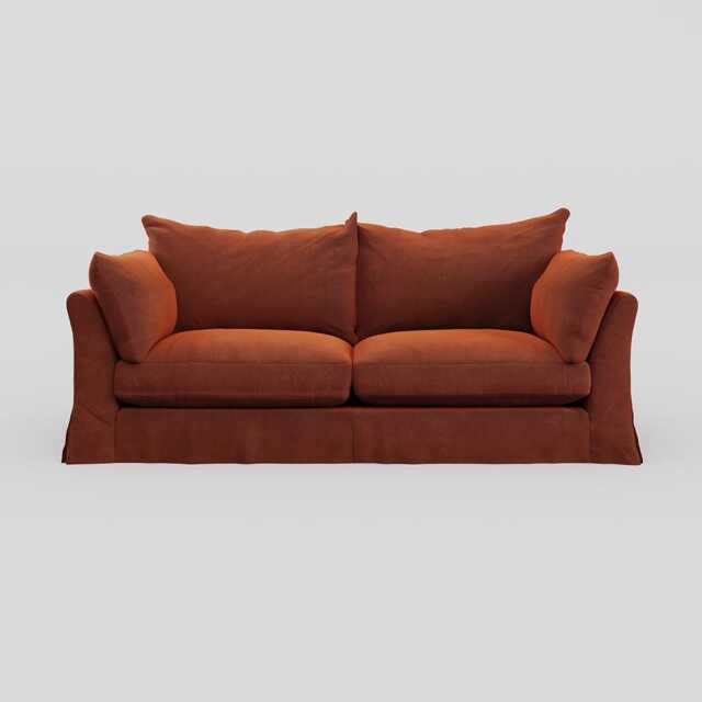 Heal's Tailor Loose Cover 4 Str Sofa Velvet Russet Natural Beech Feet