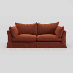 Heal's Tailor Loose Cover 4 Str Sofa Velvet Russet Natural Beech Feet