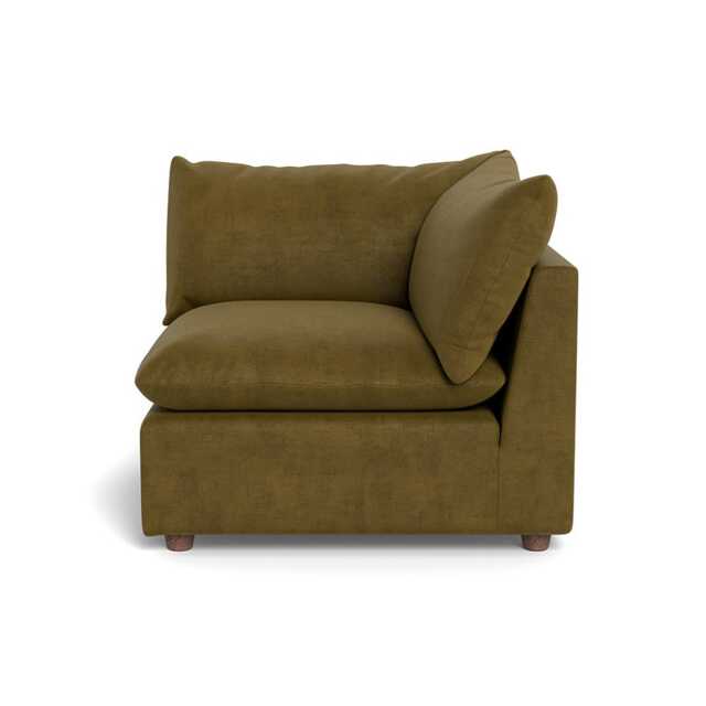 Heal's Astrid Corner Unit Smart Luxe Velvet Peridot Walnut Stained Beech Feet