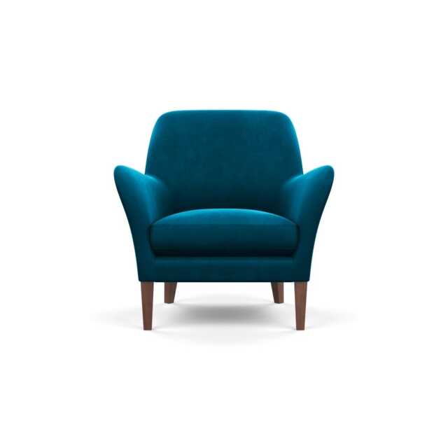 Heal's Wallis Armchair Velvet Teal Walnut Feet
