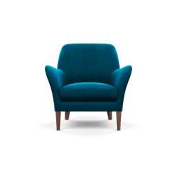 Heal's Wallis Armchair Velvet Teal Walnut Feet