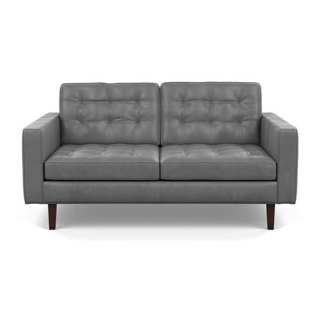 Heal's Hepburn 2 Seater Daino Leather Steel Black Feet
