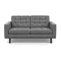 Heal's Hepburn 2 Seater Daino Leather Steel Black Feet