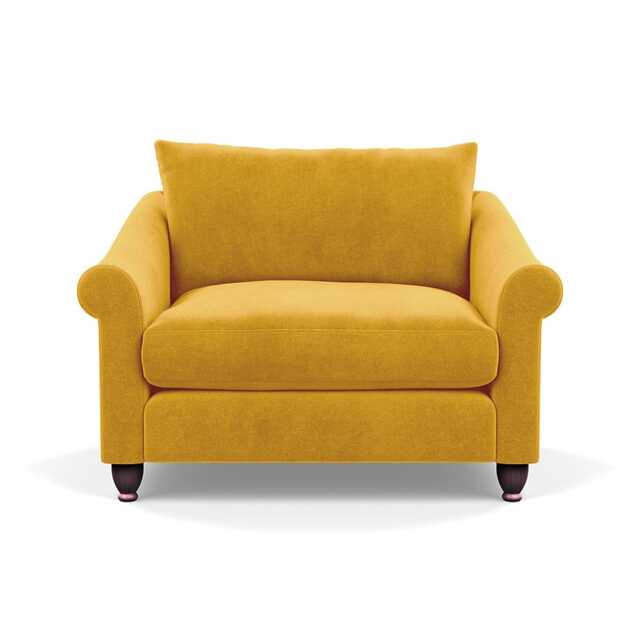 Heal's Devon Loveseat Smart Luxe Velvet Canary Walnut Stained Feet - image 1