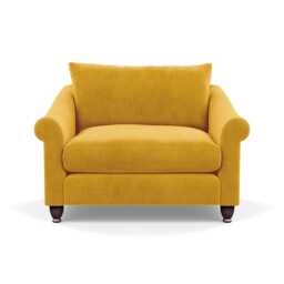 Heal's Devon Loveseat Smart Luxe Velvet Canary Walnut Stained Feet - thumbnail 1