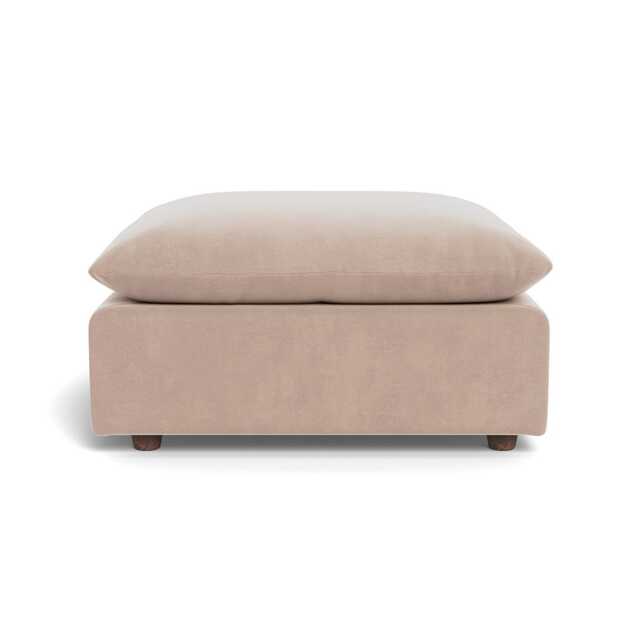 Heal's Astrid Ottoman Smart Velvet Pebble Walnut Stained Beech Feet