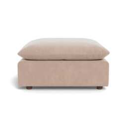 Heal's Astrid Ottoman Smart Velvet Pebble Walnut Stained Beech Feet