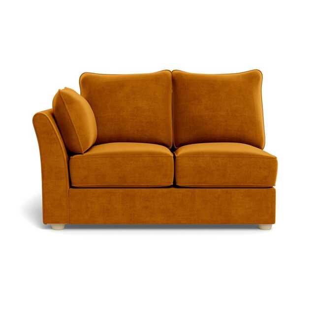 Heal's Tailor Double Left Hand Facing Corner Unit Smart Luxe Velvet Cognac Natural Feet