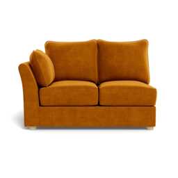 Heal's Tailor Double Left Hand Facing Corner Unit Smart Luxe Velvet Cognac Natural Feet