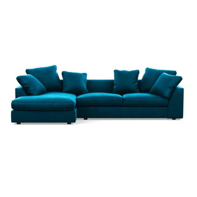 Heal's Cumulus Left Hand Facing Corner Sofa In Velvet Teal Black Feet