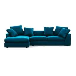 Heal's Cumulus Left Hand Facing Corner Sofa In Velvet Teal Black Feet
