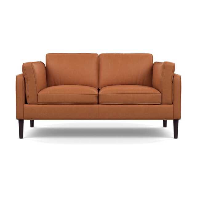 Heal's Sonno 2 Seater Sofa Linea Leather Brown 680 Wenge Black Feet