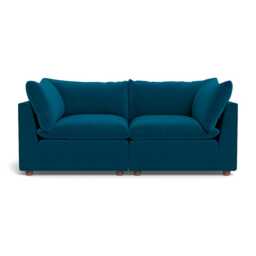 Heal's Astrid 3 Seater Sofa Velvet Teal Walnut Stained Beech Feet
