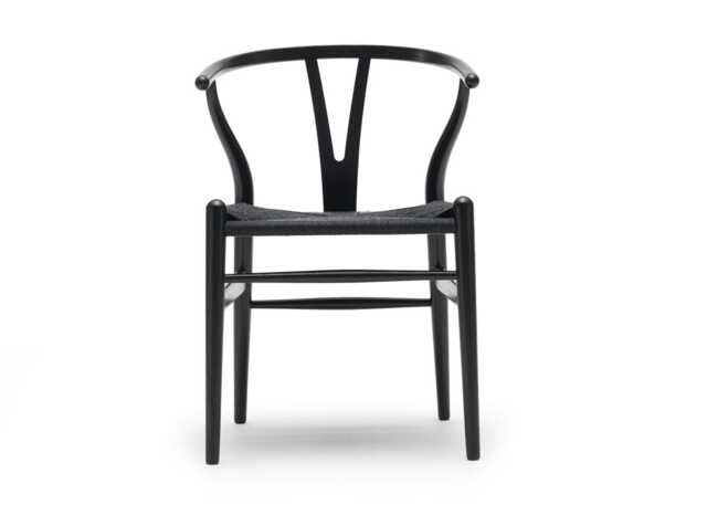 Wishbone Chair CH24 Black Beech Black Paper Cord Seat