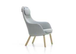 Vitra Hal Lounge Chair Dumet Steel Blue Natural Oak Legs Loose Cushion