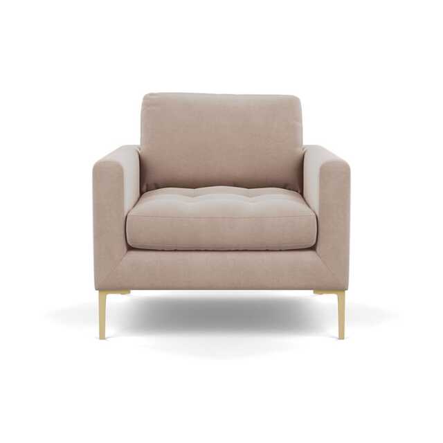 Heal's Eton Armchair Smart Velvet Pebble Brass Feet