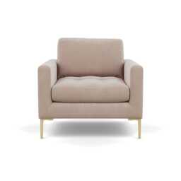 Heal's Eton Armchair Smart Velvet Pebble Brass Feet