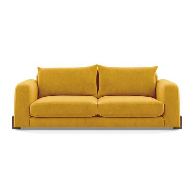 Heal's Nuvola 4 Seater Sofa Smart Luxe Velvet Canary Walnut Stained Feet