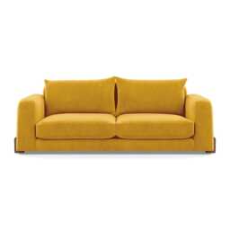Heal's Nuvola 4 Seater Sofa Smart Luxe Velvet Canary Walnut Stained Feet