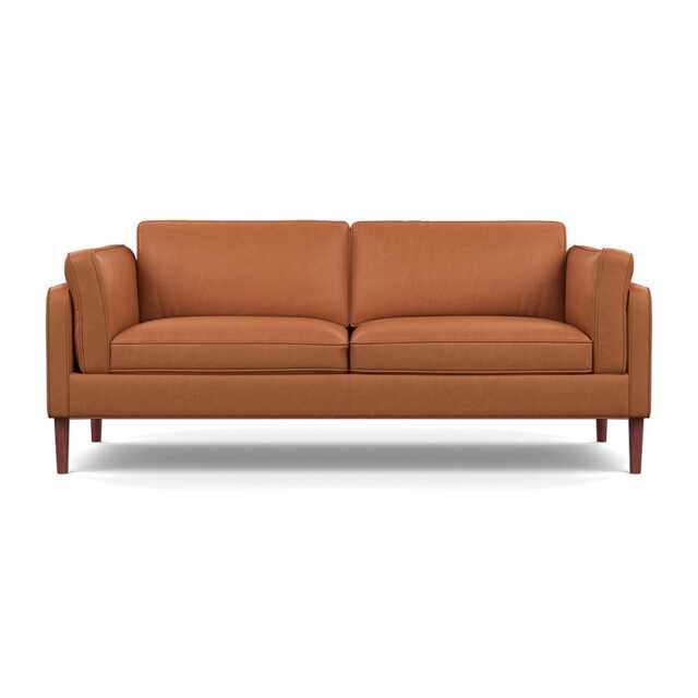 Heal's Sonno 3 Seater Sofa Linea Leather Brown 680 Walnut Feet