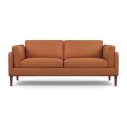 Heal's Sonno 3 Seater Sofa Linea Leather Brown 680 Walnut Feet