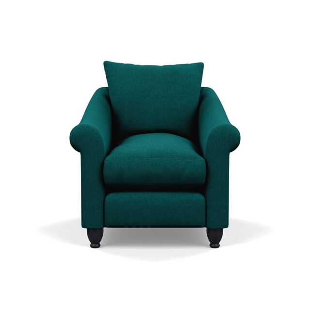 Heal's Devon Armchair Brushed Cotton Pine Black Stain Beech Feet