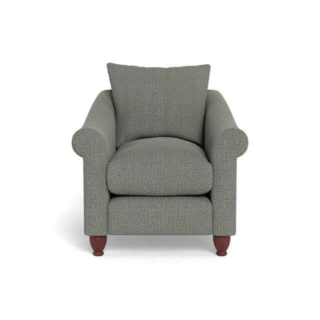 Heal's Devon Armchair Boucle Tweed Lapis Walnut Stained Beech Feet
