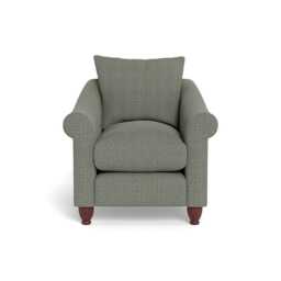 Heal's Devon Armchair Boucle Tweed Lapis Walnut Stained Beech Feet