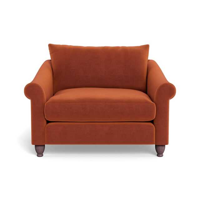 Heal's Devon Loveseat Cotton Velvet Russet Walnut Feet - image 1