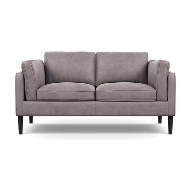 Heal's Sonno 2 Seater Heritage Leather Stone Grey 2060 Wenge Black Feet