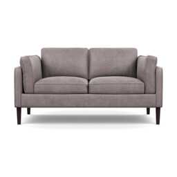 Heal's Sonno 2 Seater Heritage Leather Stone Grey 2060 Wenge Black Feet