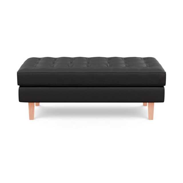 Heal's Hepburn Ottoman Leather Grain Graphite 063 Natural Feet - image 1