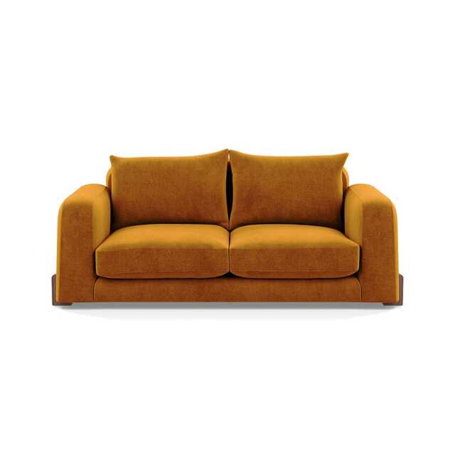 Heal's Nuvola 3 Seater Sofa Smart Luxe Velvet Cognac Walnut Stained Feet