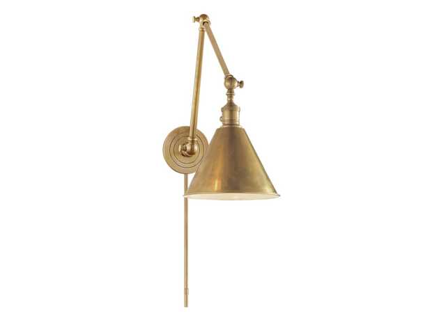 Visual Comfort Boston Functional Double Arm Library Wall Light Antique Brass