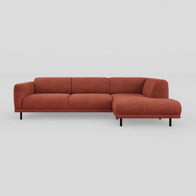 Heal's Harri 3 Str Chaise Sofa RHF Smart Luxe Velvet Tawny