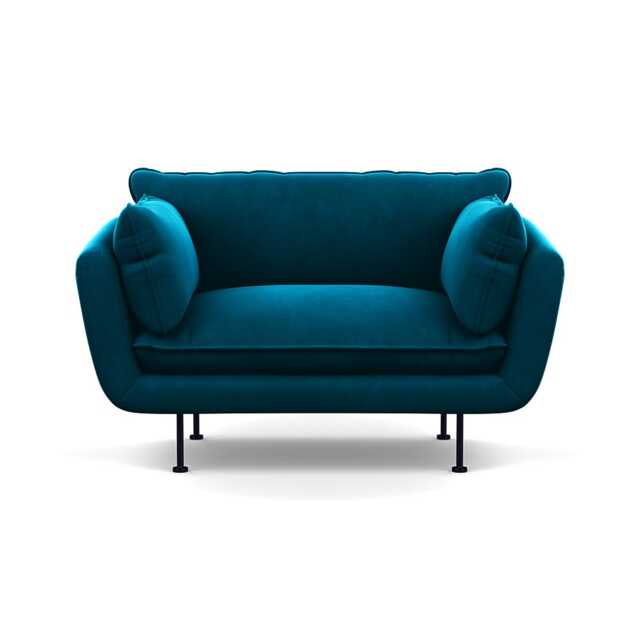 Heal's Allora Loveseat Velvet Teal Black Feet