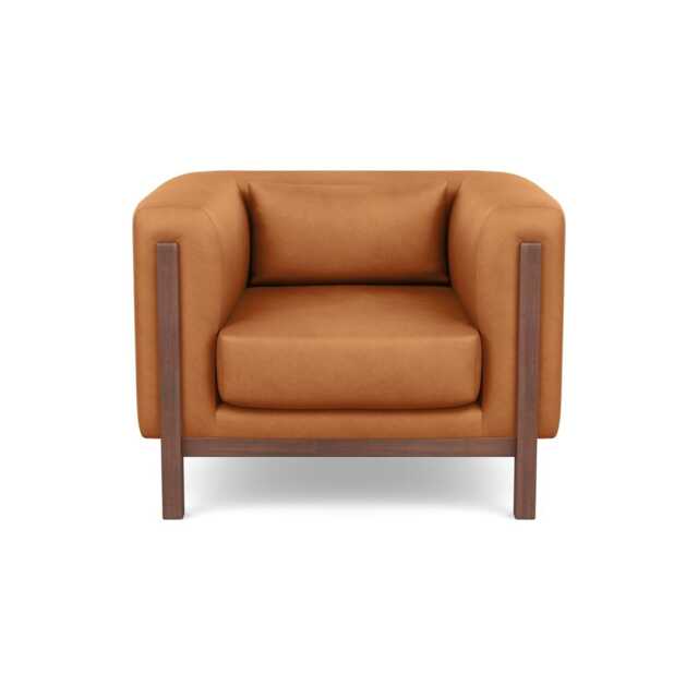 Heal's Massimo Armchair Luxury Leather Canella Walnut Feet