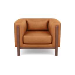 Heal's Massimo Armchair Luxury Leather Canella Walnut Feet