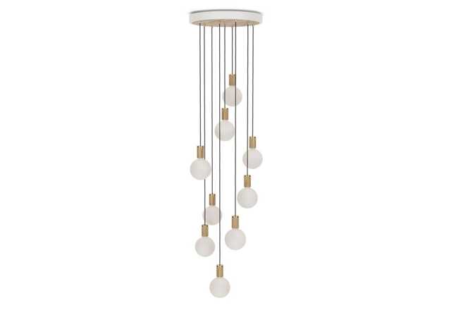 Tala Large White Canopy With 9 Oak Pendants and 9 Sphere IV Bulbs - image 1
